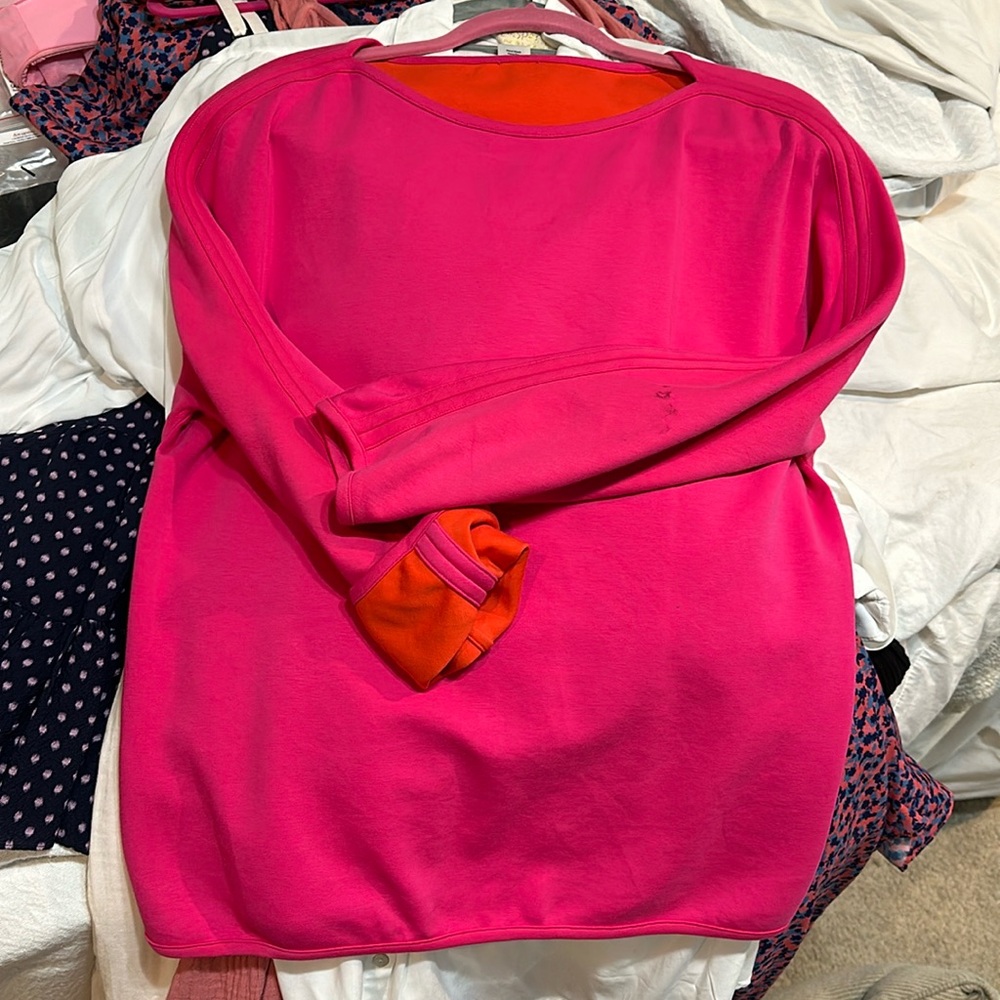 ANN MASHBURN reversible hot pink and orange pullover